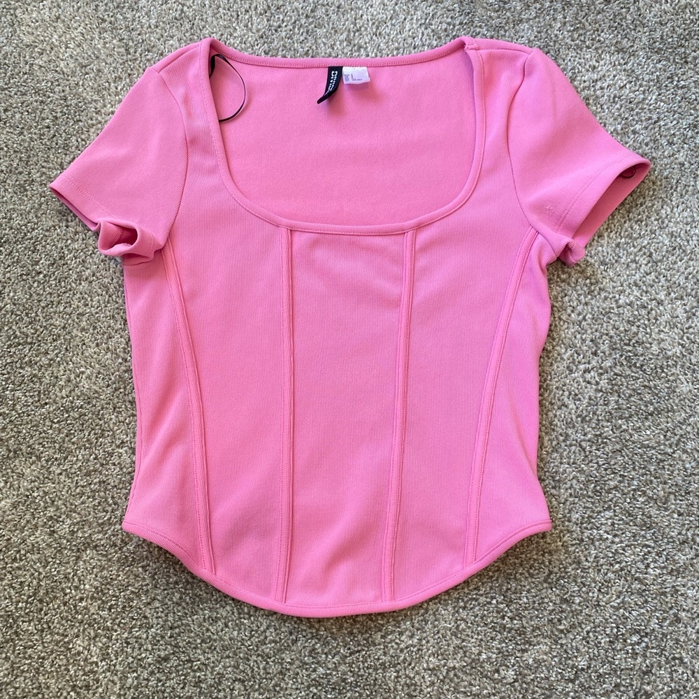 Divided Pink Scoop-Neck Short Sleeve Tee